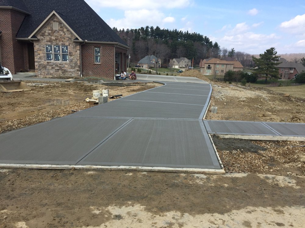 New concrete driveway poured for a residential home