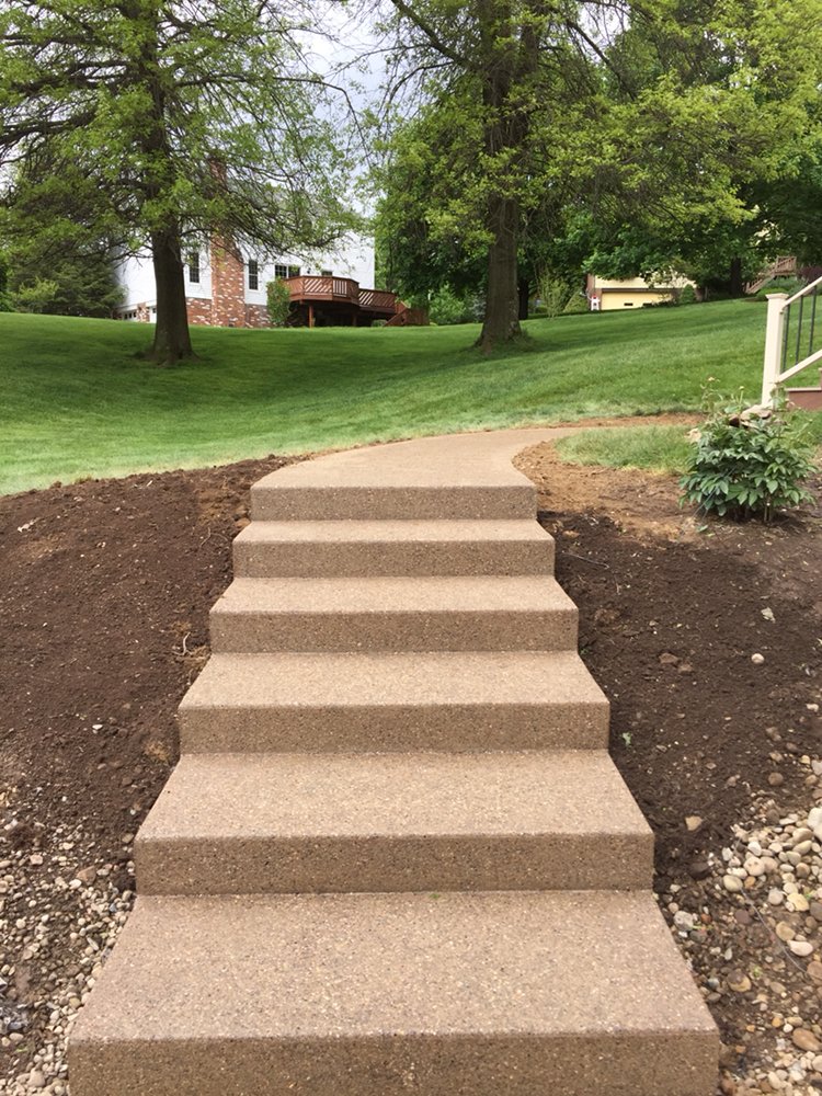 Exposed aggregate concrete steps, a decorative finish